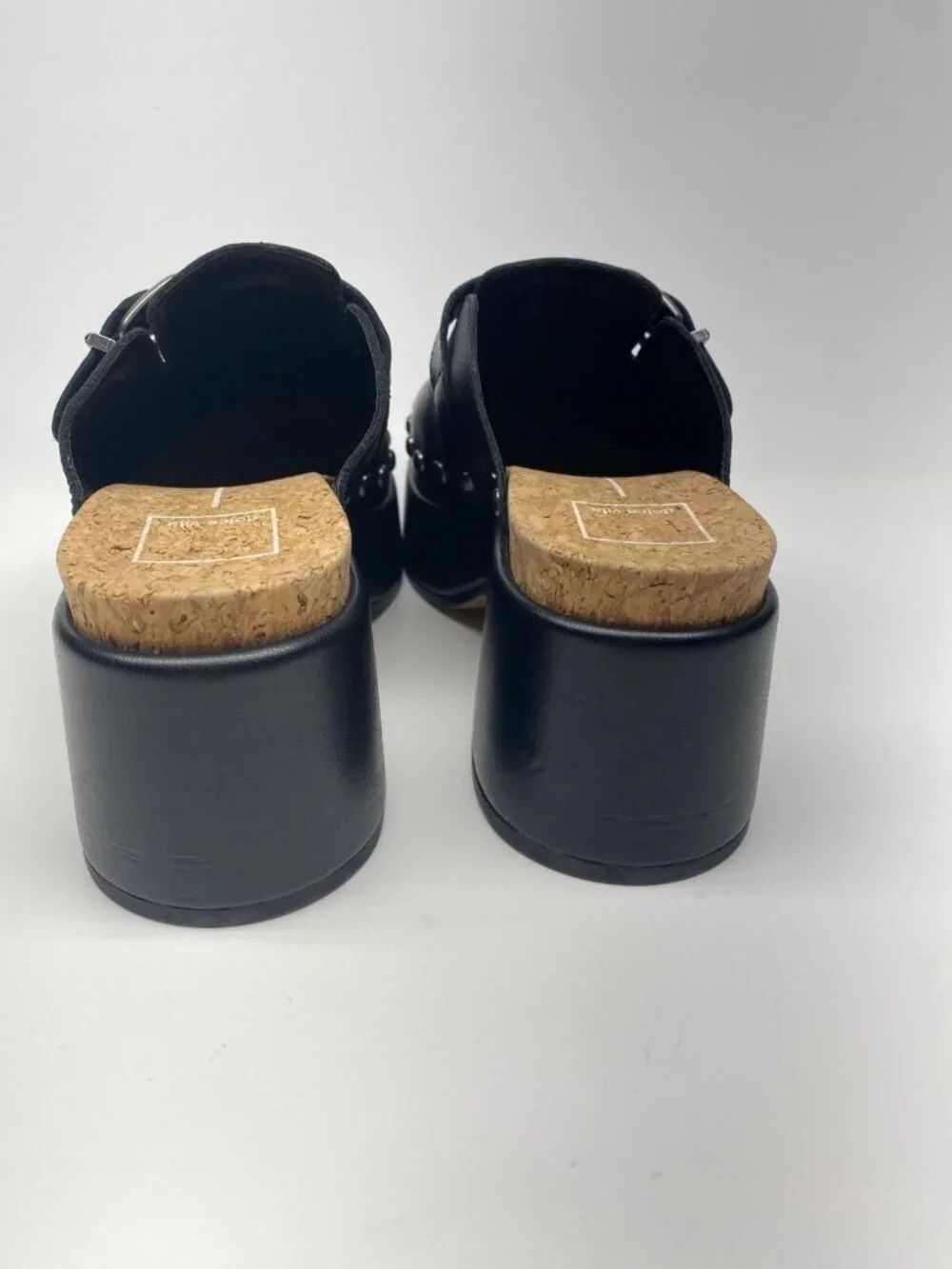 Dolce Vita Women's Black Yevan Buckled Studded Platform Clogs Sz 7